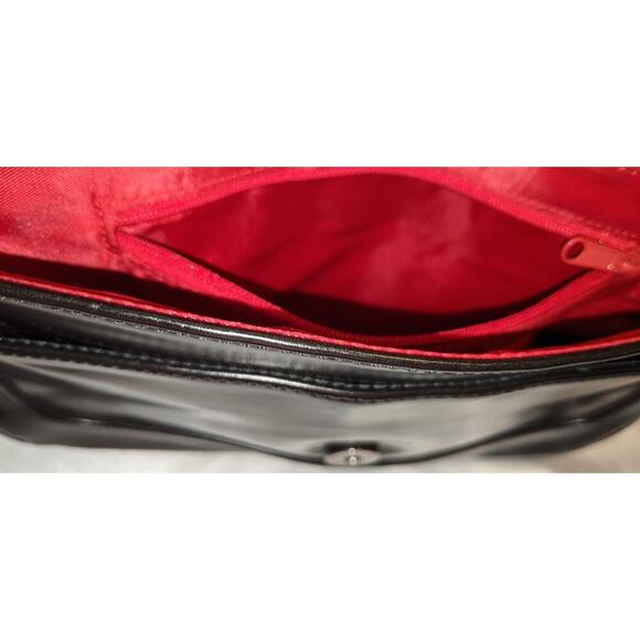 Nine West Black Vegan Patent Leather Convertible Shoulder Bag Clutch Chain Strap - Picture 12 of 15